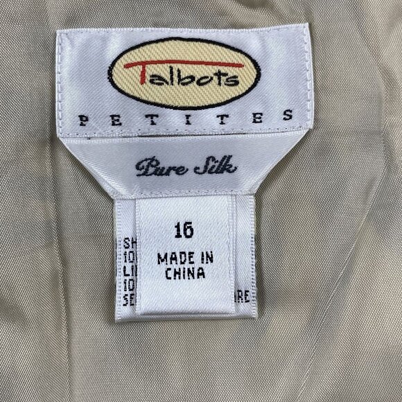 Talbots Petites Silk A-Line Pleated Skirt Black Beige Swirl Print Flowy Lined 16 - Picture 3 of 6